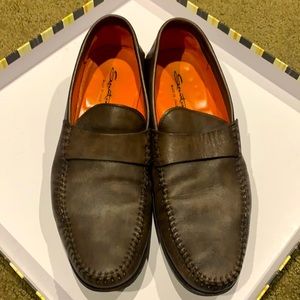 SANTONI - Mens brown leather moccasin 11M